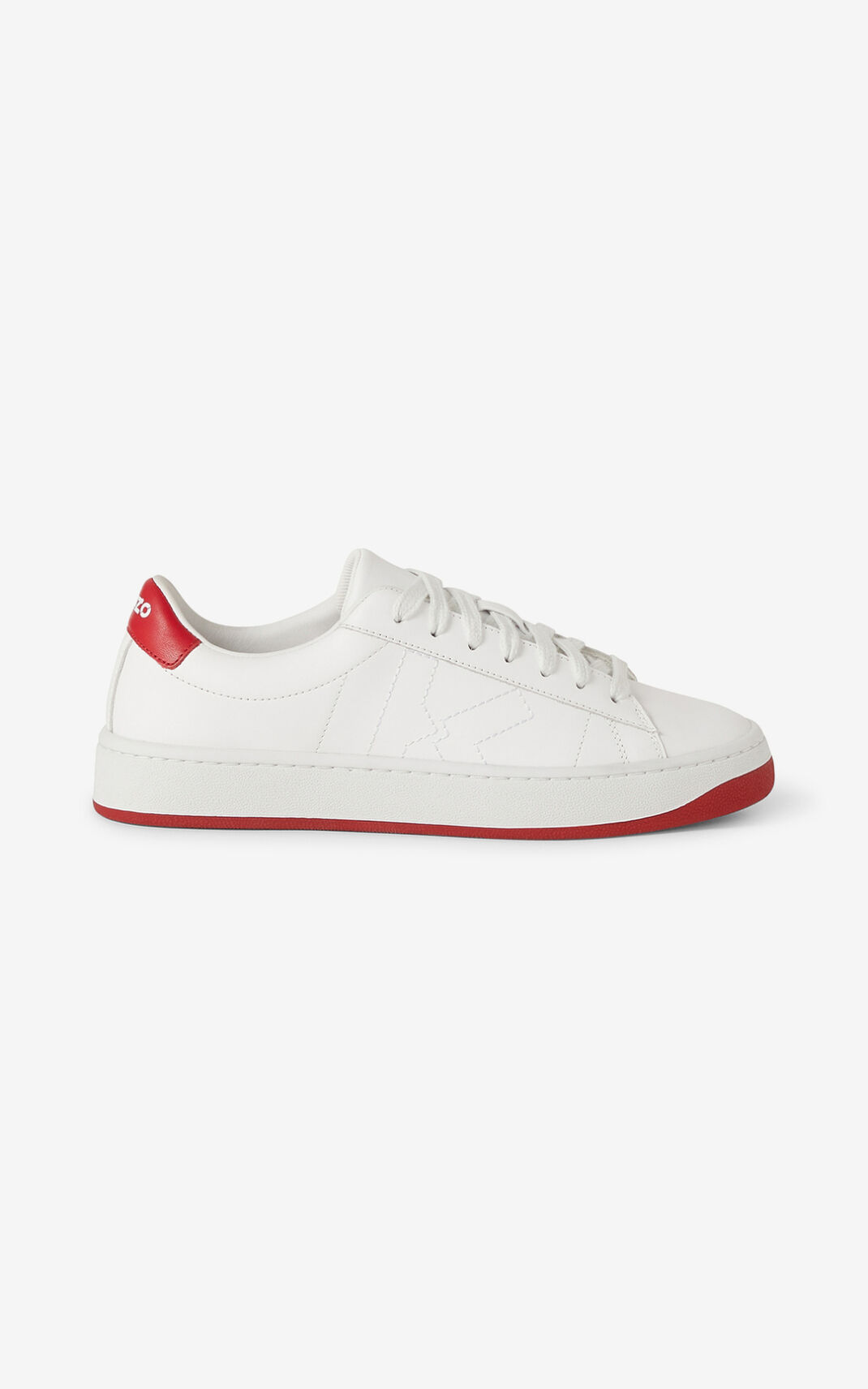 Kenzo Kourt K Logo Læder Sneakers Dame - Hvide DK-464145